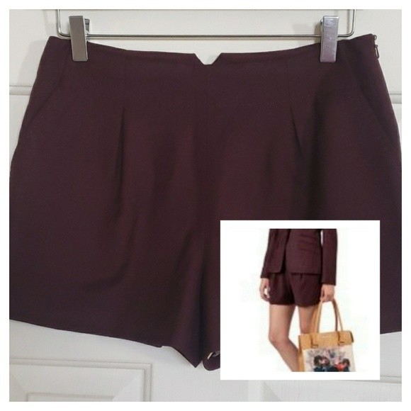 TED BAKER LONDON Tailored Shorts Purple Eggplant Wool Crepe - Picture 2 of 14